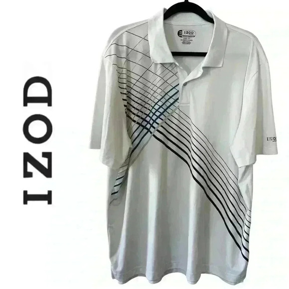 Izod Golf Shirt Graphic Stripe Design Blue
Black White Size XXL - Picture 1 of 6